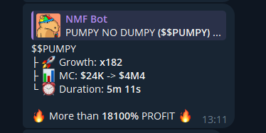 PUMPY token result